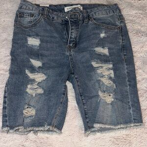 Almost Famous Blue Distressed Jean Shorts